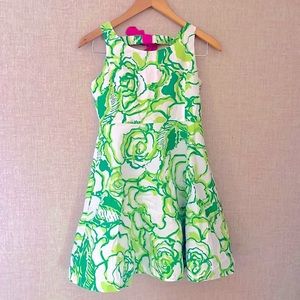 Lilly Pulitzer green and white dress with adorable back.